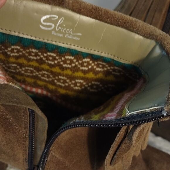 Sbicca Brown Suede Fringe Block Heel Booties - Picture 6 of 9